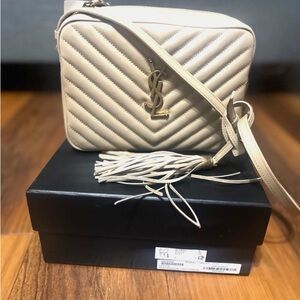 New Authentic Yves Saint Laurent Beige Quilted Crossbody Bag